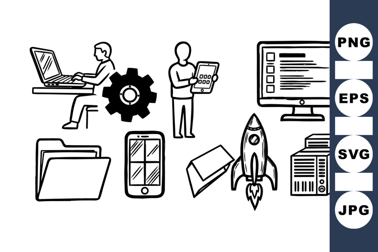 Startup Technology Icon Vector Clipart Bundle