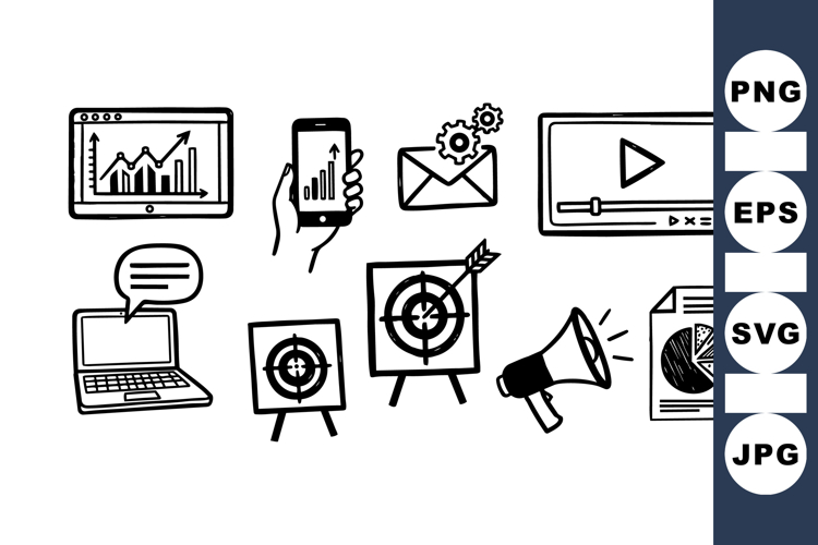 Business Marketing Icon Vector Set For Presentations