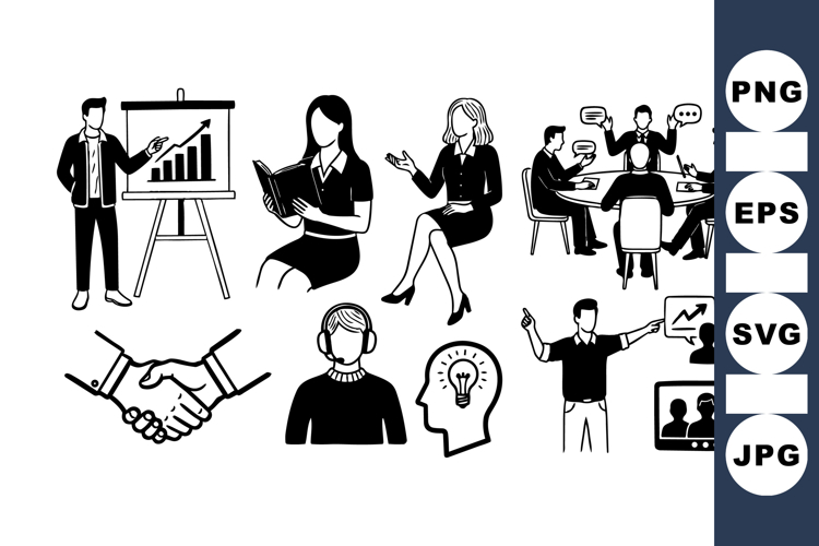 Business Meeting Vector Clipart Set for Office Use