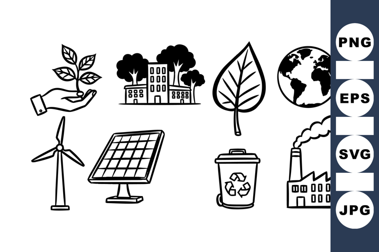 Hand Drawn Eco Vector Icons Bundle for Sustainability