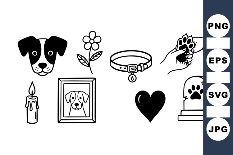 Dog Paw Memorial Clipart Bundle For Pet Tribute