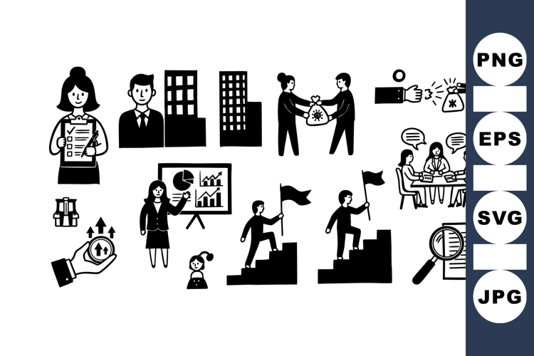 Business Strategy Icon Set for Office and Planning