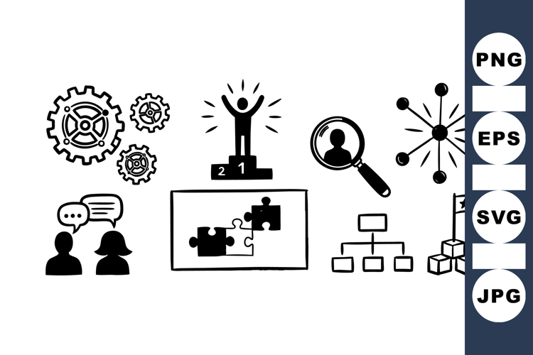Hand Drawn Business Strategy Icon Set Bundle