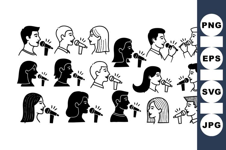 Singing People Vector Icon Set For Music Projects