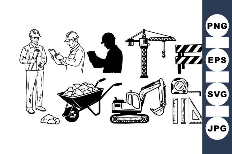 Construction Equipment Clipart Set for Builders
