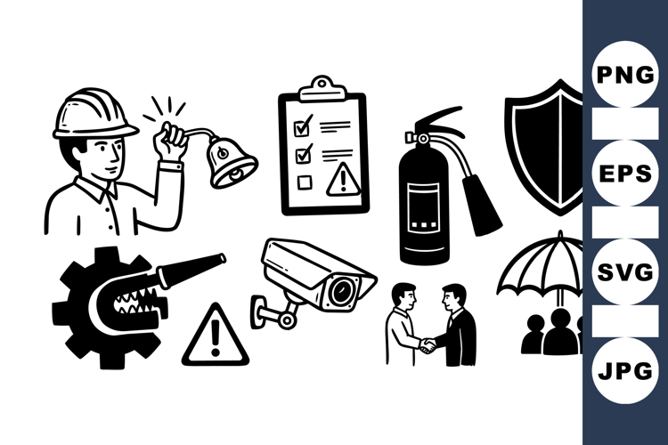 Workplace Safety Icons Vector Set for Industrial Use