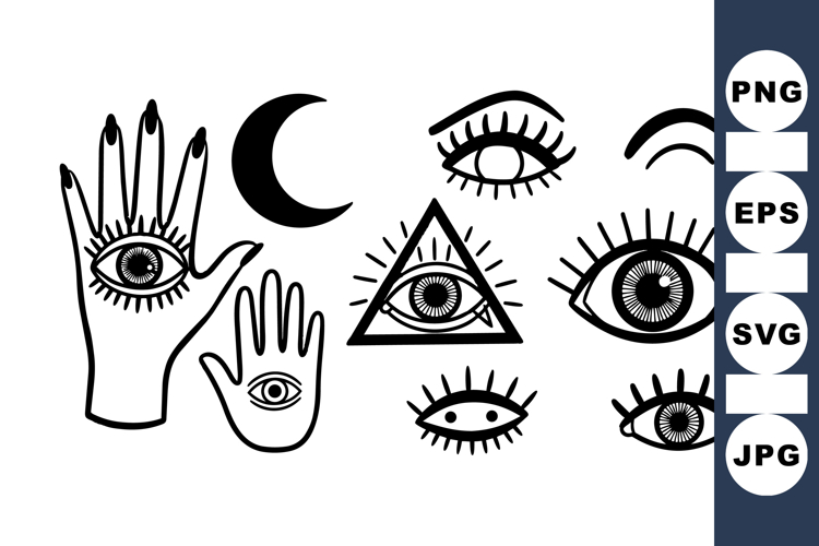 Hand Drawn Mystic Eye Symbol Vector Bundle