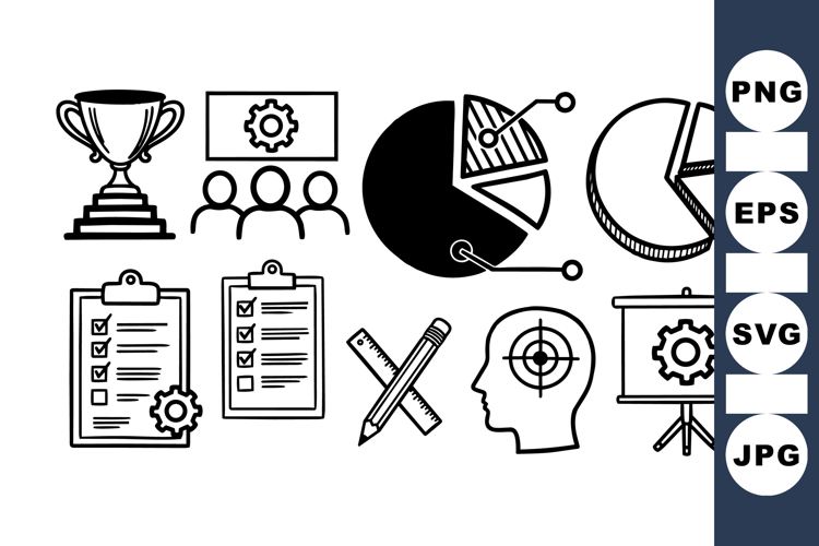 Business Strategy Icon Clipart Set for Presentations