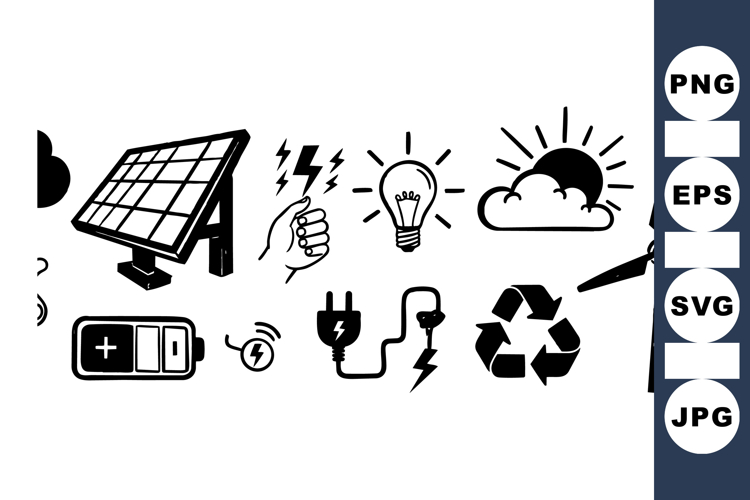 Eco Friendly Renewable Energy Vector Icon Set Bundle