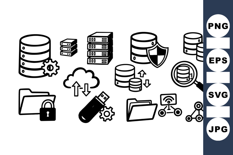 Tech Data Storage Icons SVG Bundle Set