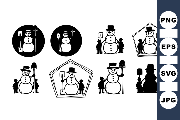 Winter Snowman Silhouette SVG for Holiday Crafts
