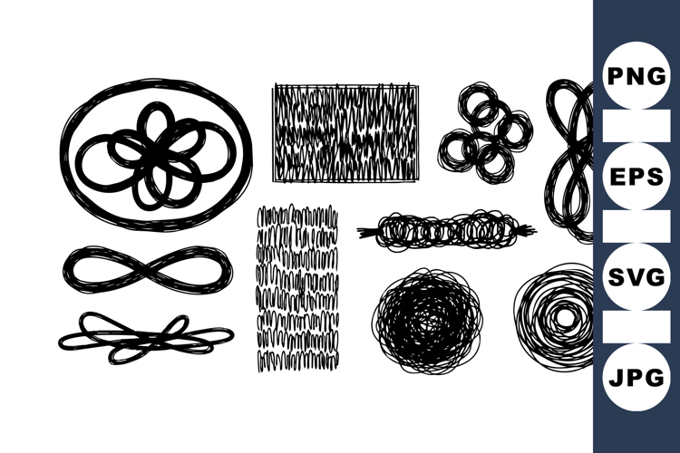 Hand Drawn Scribble Line Art Clipart for Crafts