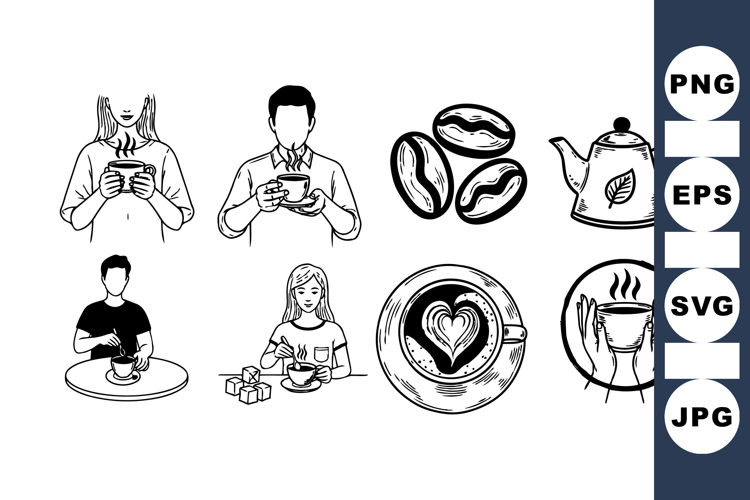 Hand Drawn Coffee Clipart For Cafe Designs