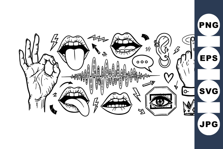 Hand Drawn Expression Icons Vector Set