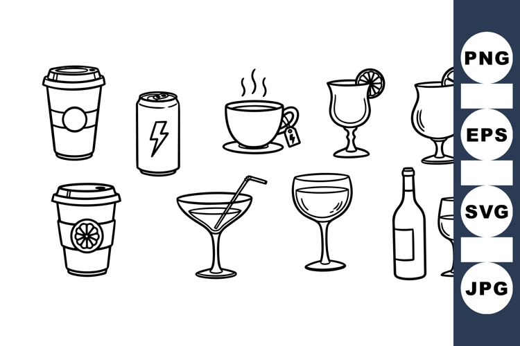 Cocktail Clipart Black And White Image 3