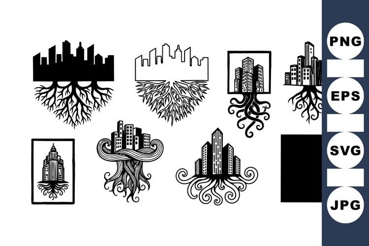 Urban Skyline and Roots SVG Vector for Creative