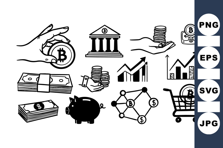 Hand Drawn Bitcoin Crypto Finance Clipart