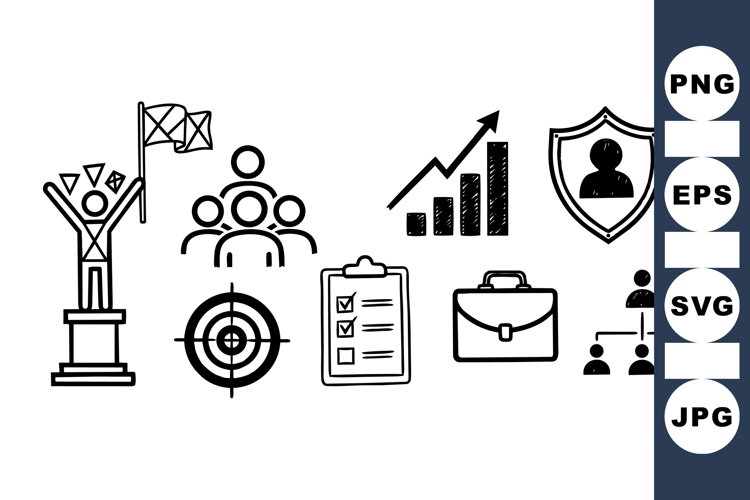 Business Strategy Icon Set For Corporate Design
