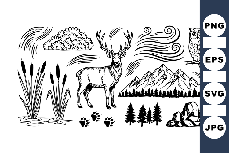 Hand Drawn Wildlife Vector Set for Outdoor Designs
