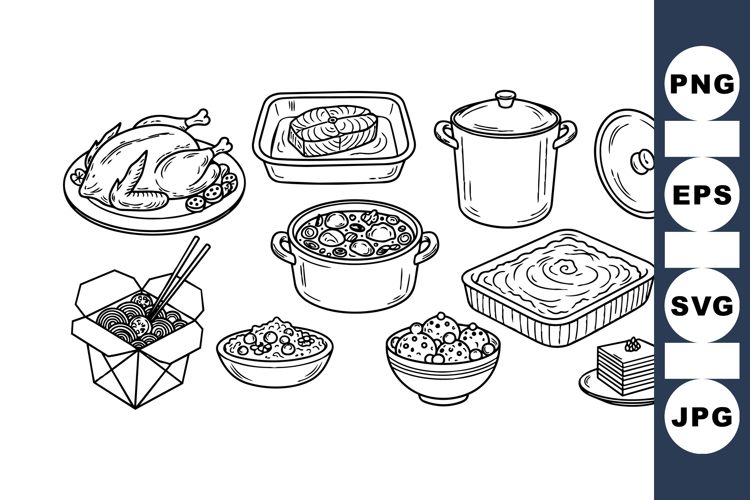 Hand Drawn Food Meal Clipart With Vector Svg