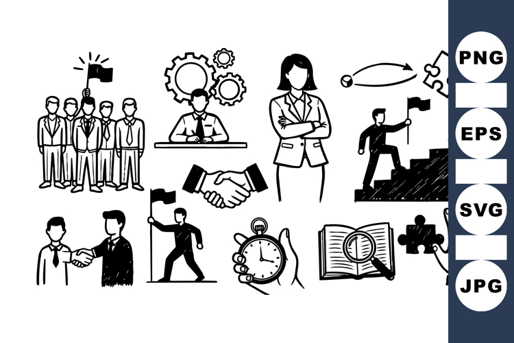 Business Strategy and Leadership Vector Icons Set