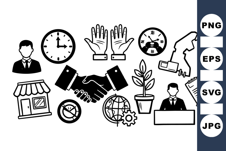 Business Office Icon Set For Digital Use And Branding