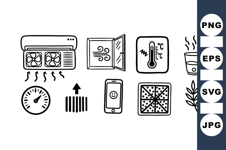 Hand Drawn Home Comfort Icon Set For HVAC Designs