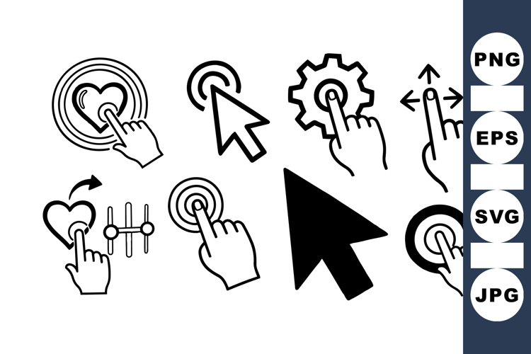 Hand Cursor Vector Icon Set For User Interfaces