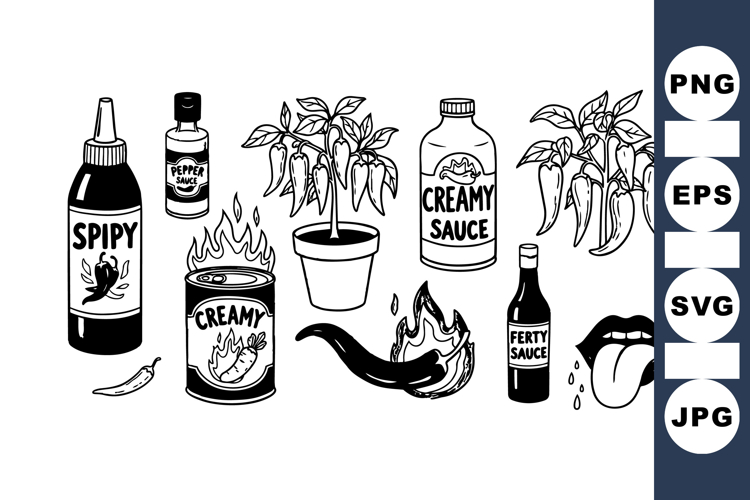 Hand Drawn Spicy Sauce Clipart for Labels