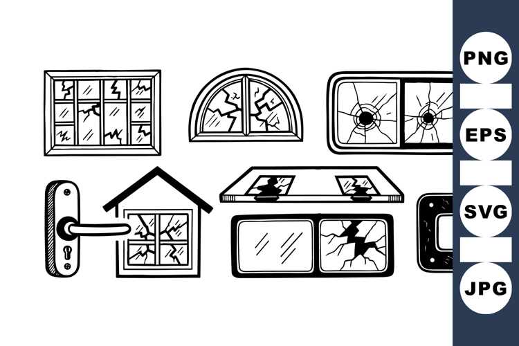 Hand Drawn Broken Window Crack Clipart