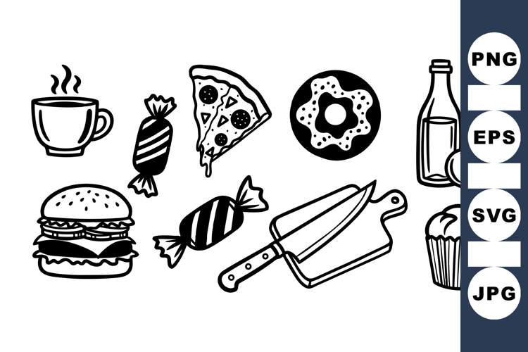 Hand Drawn Food Icon Vector SVG Clipart Set