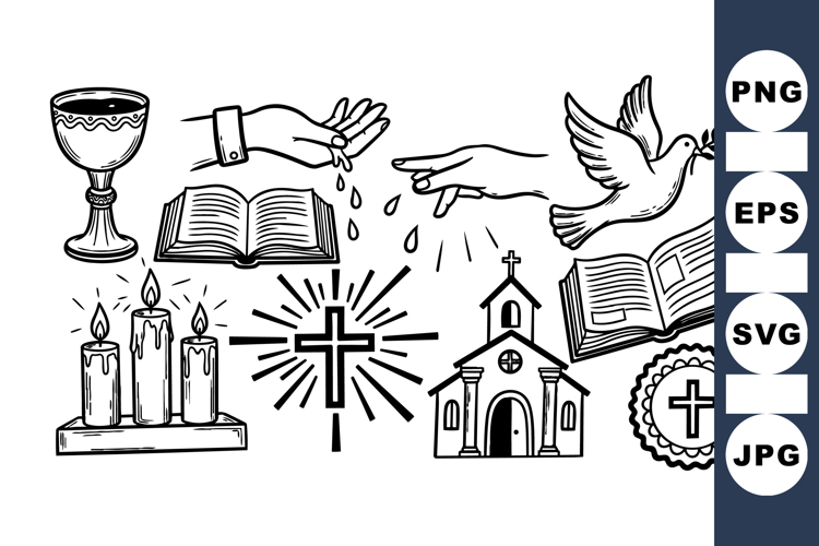 Hand Drawn Religious Clipart Bundle for Invitations