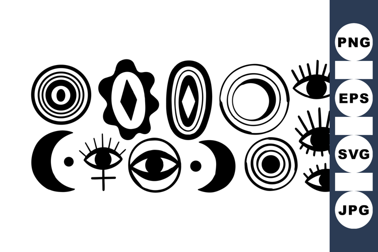 Mystic Moon And Eye Clipart Symbol Bundle For Crafts