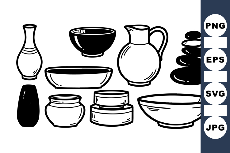 Hand Drawn Rustic Pottery Clipart Set For Crafts