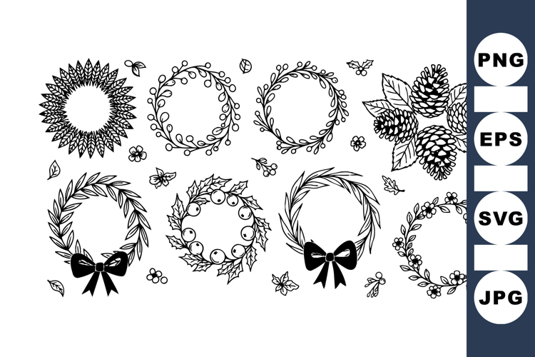Hand Drawn Floral Wreath Clipart Bundle For Invitations