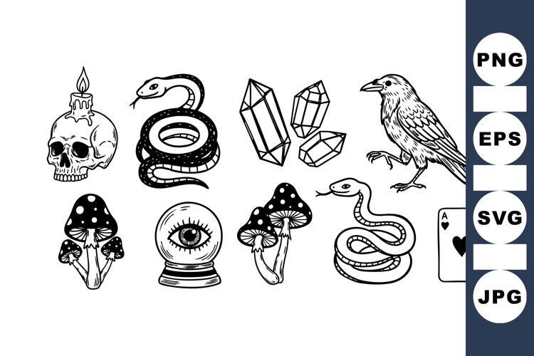 Occult Line Art Clipart Bundle For Crafts And Printables