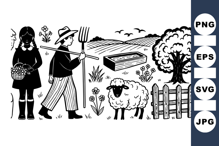 Hand Drawn Farm Clipart Bundle For Crafts And Printables