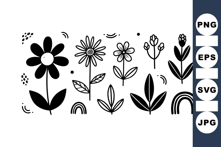 Hand Drawn Floral Clipart Bundle For Crafts