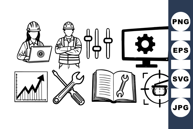 Technical Engineering Tools Icon Bundle Set