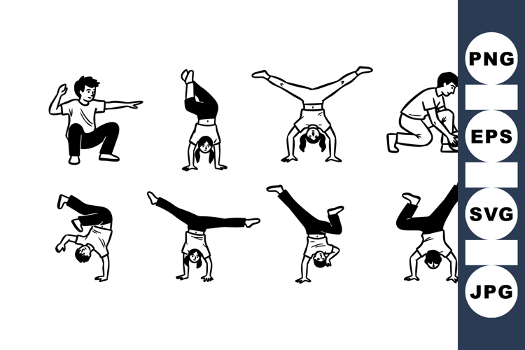 Urban Breakdance Silhouette Clipart Bundle for Design