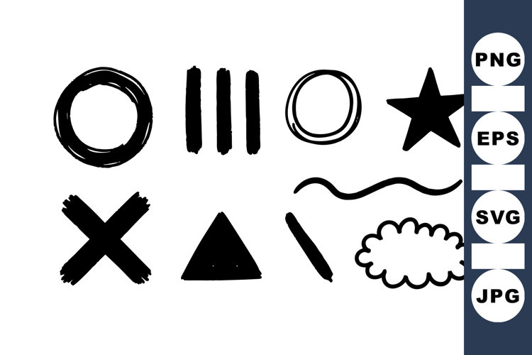 Hand Drawn Doodle Shapes Clipart Collection for Crafts
