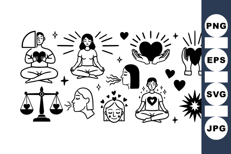 Mindfulness Meditation Icon Clipart Bundle For Wellness