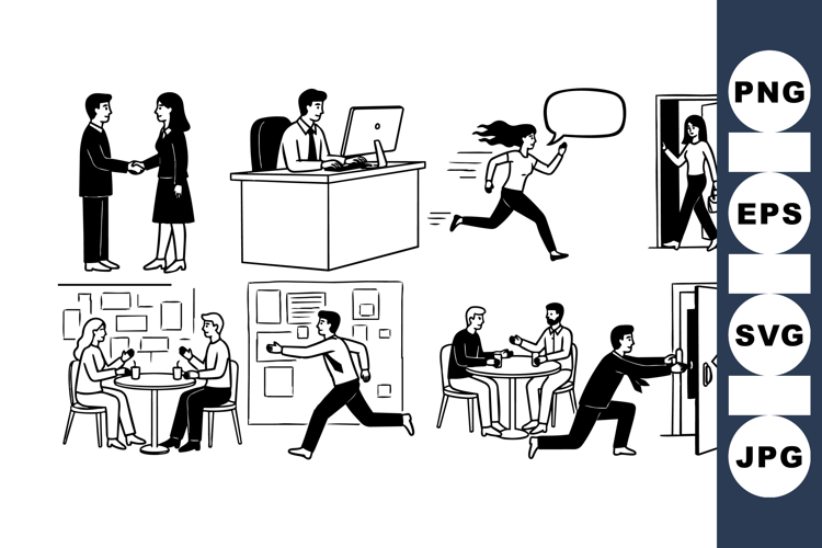 Office Escape Comic Clipart Bundle for Business Projects