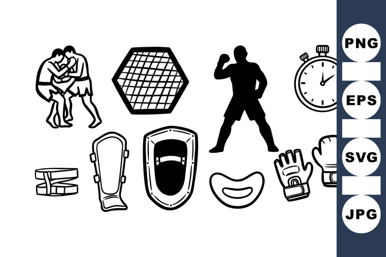 Wrestling Protective Gear Silhouette Clipart Set