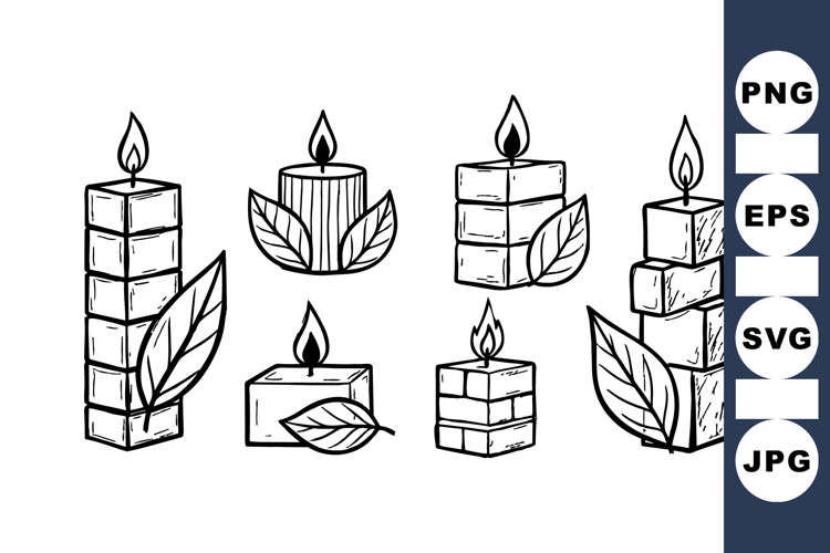 Hand Drawn Candle Clipart Bundle For Relaxation Designs