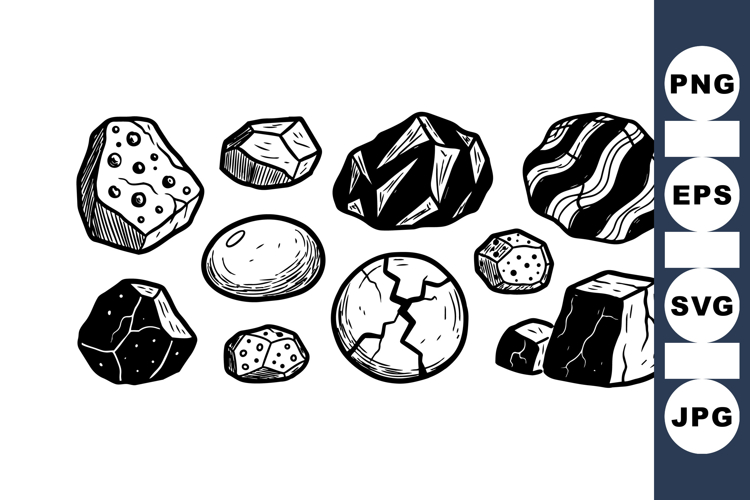 Hand Drawn Rock and Mineral Clipart Bundle