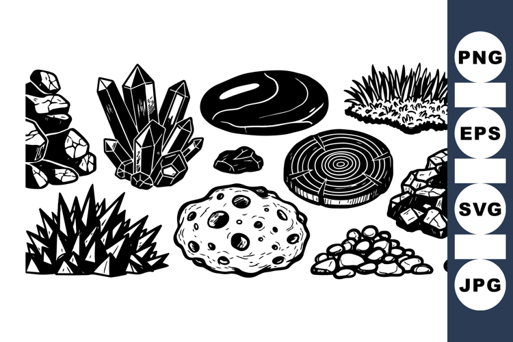 Hand Drawn Crystal And Mineral Clipart Bundle