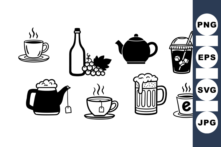 Hand Drawn Vintage Coffee And Tea Clipart Bundle