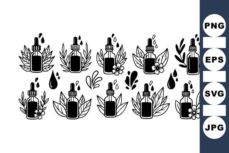 Hand Drawn Organic Essential Oil Clipart Bundle for Wellness