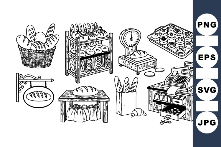 Vintage Bakery Clipart For Crafting And Design